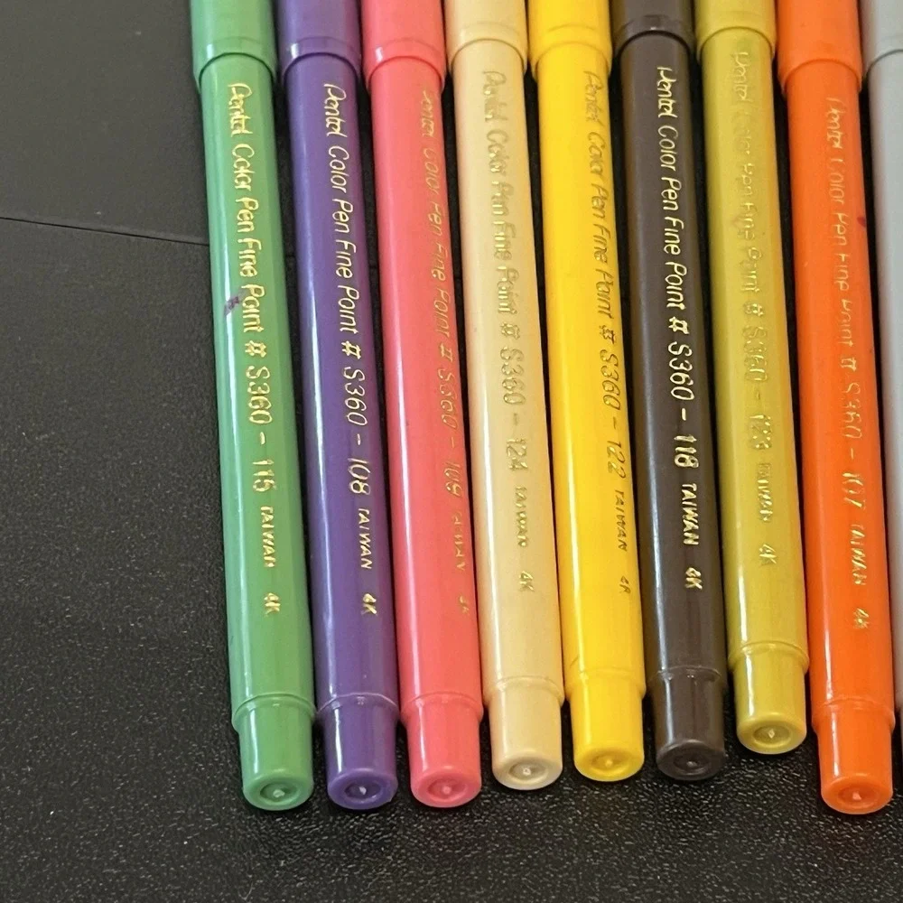 Vintage PENTEL Assorted Colors Pens Fine Point Markers Original S360 Taiwan 13